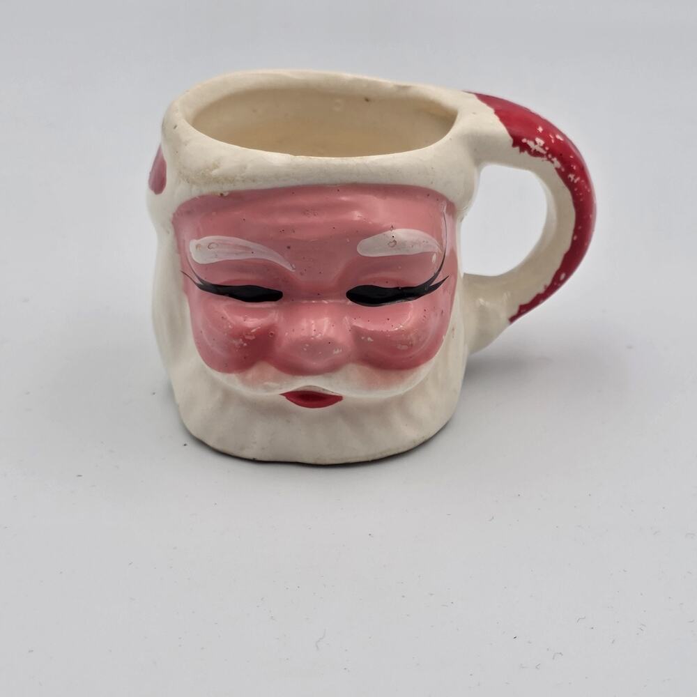 Vintage Christmas Santa Clause Mini Mug 1 3/4 Inches Tall